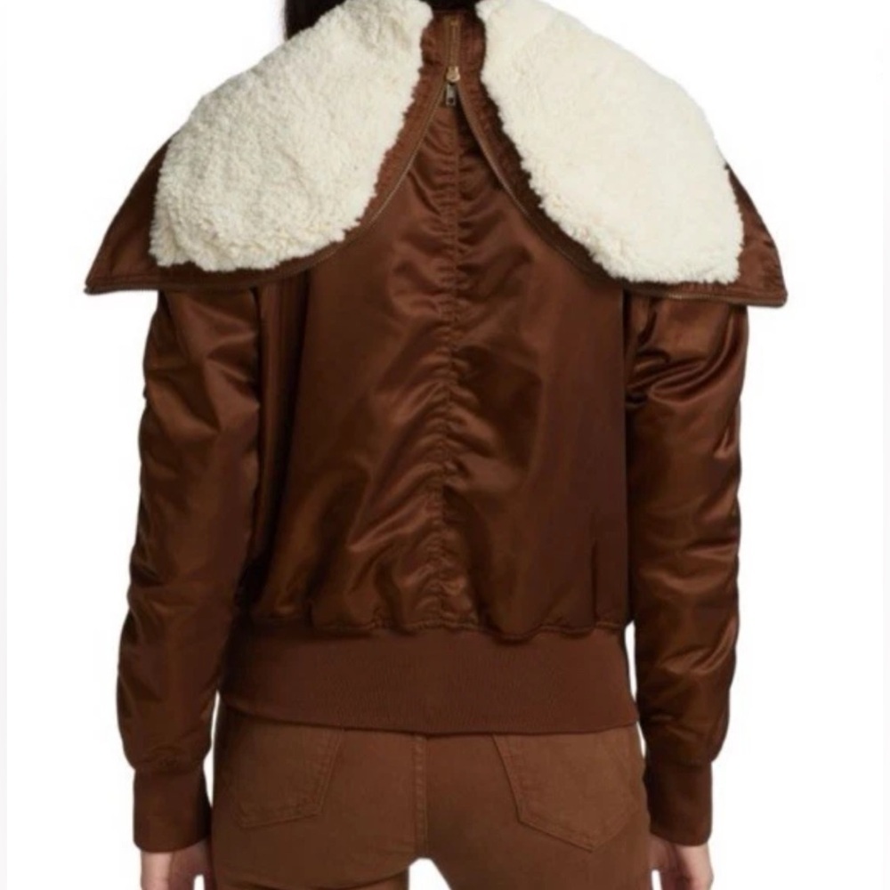 Mother The Puffer Hoodie Size M In Warm Feelings Brown Shearling Bomber Full Zip - Picture 2 of 15